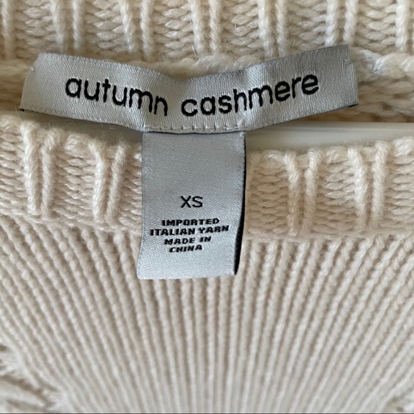 Autumn Cashmere Cable Knit Cashmere Blend Cable Knit Cream Sweater Size XS - Picture 6 of 7